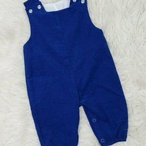 Chabre' Boutique Infant Boys Size 3M Long Jon Jon Snap Button Royal Blue Velvet
